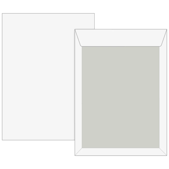 Kuvert med baksida av papp | 176×250 mm, B5, 120 g/m², vit, 5 styck