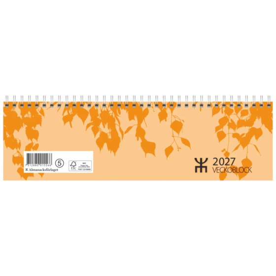 Bordskalender Veckoblock | 31×9 cm, orange