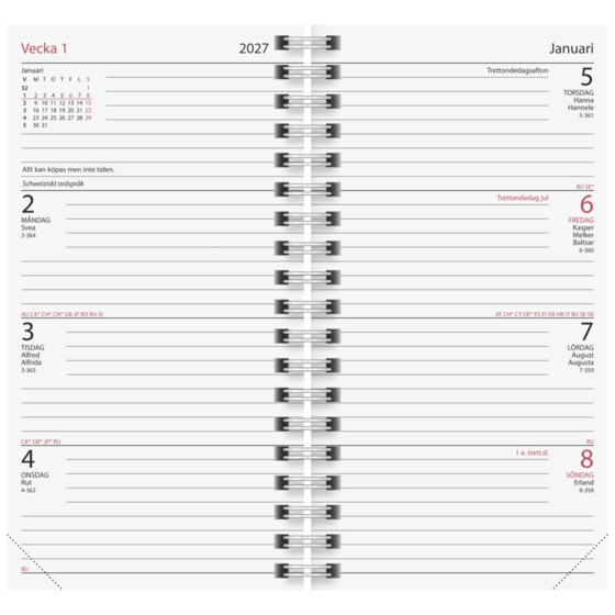 Fickkalender Classic 2027 Refill | A7, kartong