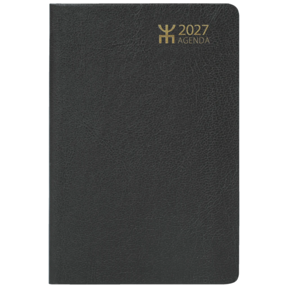 Fickkalender Agenda | 8,2×12,8 cm, läderimitation, svart