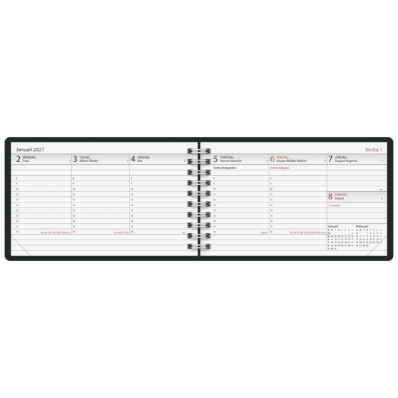 Fickkalender Lilla Plan 2027 | 15×9 cm, läderimitation, svart