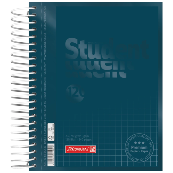 Anteckningsbok för college Premium Student Colour Code | A6, rutat, 120 blad / 240 sidor, denim
