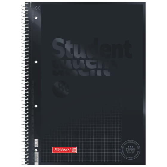 Anteckningsbok Premium Student Colour Code | A4, linjal 26, 80 blad / 160 sidor, onyx