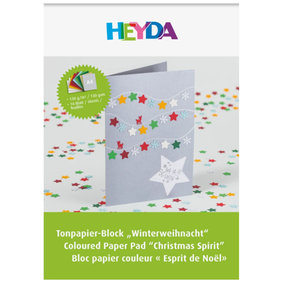 Block av färgat papper “Vinterjul” | A4, 10 blad