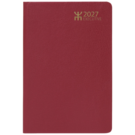 Fickkalender Executive 2027 | 8,2×12,8 cm, läderimitation, röd