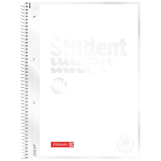 Anteckningsbok för college Premium Student “White” | A4, linjal 27, 80 blad / 160 sidor, vit