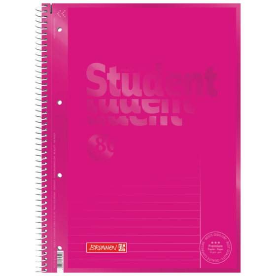 Anteckningsbok för college Premium Student Colour Code, A4, 160 sidor, linjal 25, pink