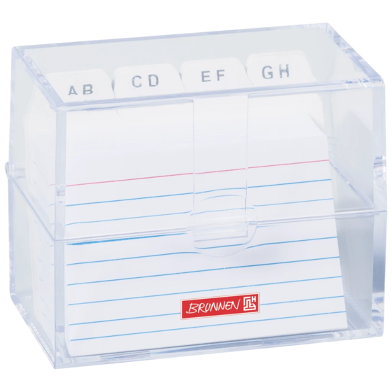 Box för indexkort fylld | 85×75×48 mm, A8, genomskinlig