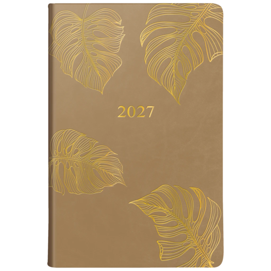 Fickkalender Classico 2027 “Monstera” | 8,2×12,8 cm, läderimitation