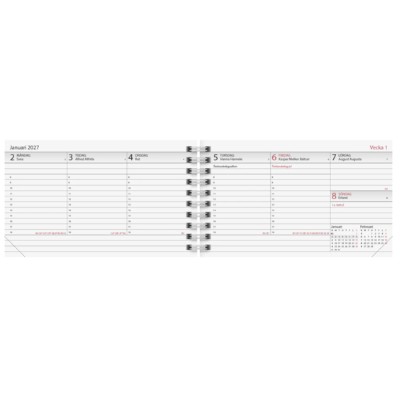 Fickkalender Lilla Plan Wire-O 2027 Refill | 15×9 cm, kartong