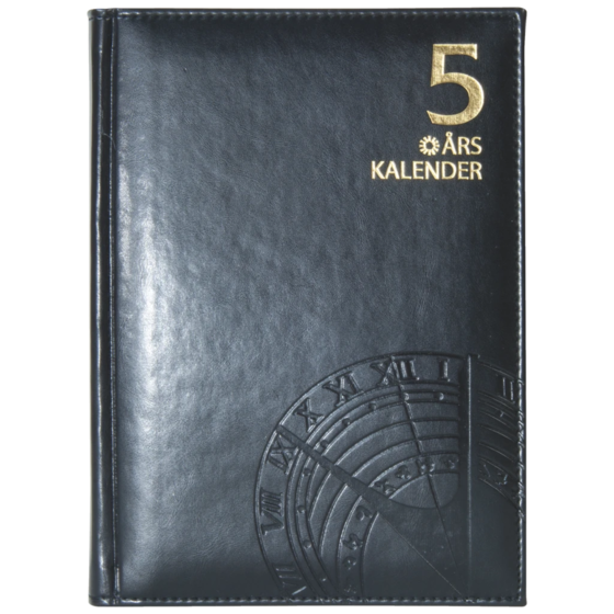 Fickkalender 5-årsdagbok | A5, läderimitation, svart