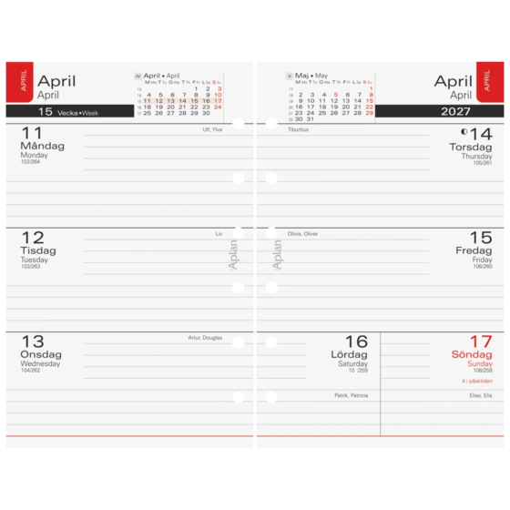 Refill Systemkalender Aplan Pocket classic 2026/2027 | 82×128 mm