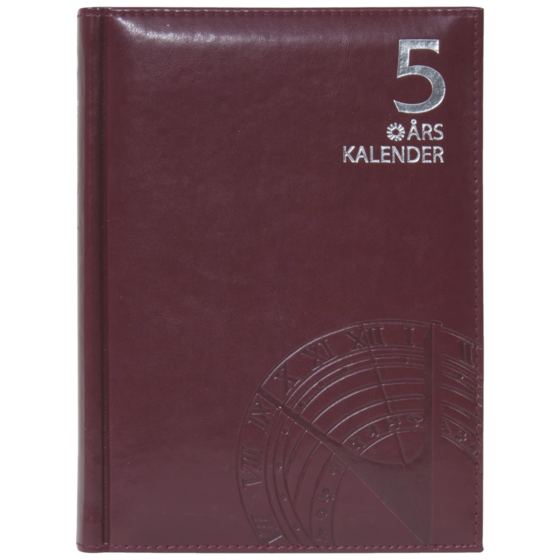 Fickkalender 5-årsdagbok | A5, läderimitation, bordeaux