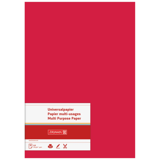 Multifunktionellt papper Universellt papper | A4, 120 g/m², medelröd, 35 blad