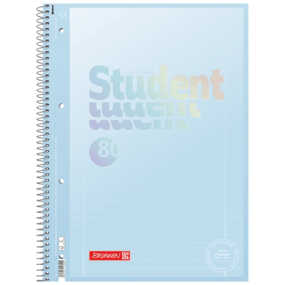 Anteckningsbok Premium Student “Pastell” | A4, linjal 27, 80 blad / 160 sidor, pastellblå
