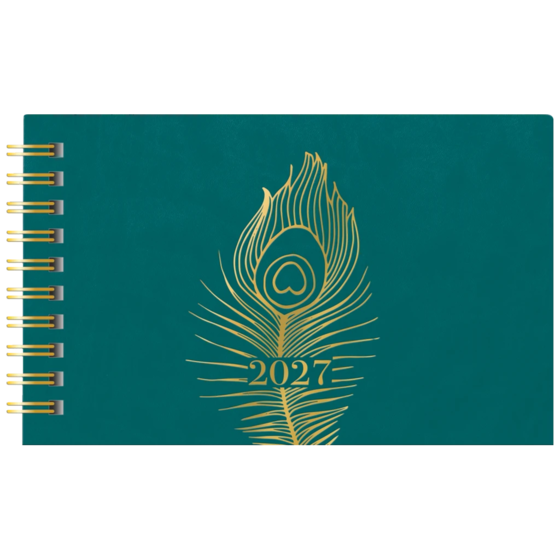 Fickkalender Lilla Plan 2027 “Peacock” | 15×9 cm, läderimitation
