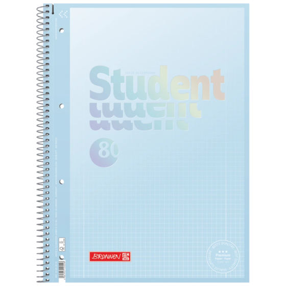 Anteckningsbok Premium Student “Pastell” | A4, linjal 28, 80 blad / 160 sidor, pastellblå