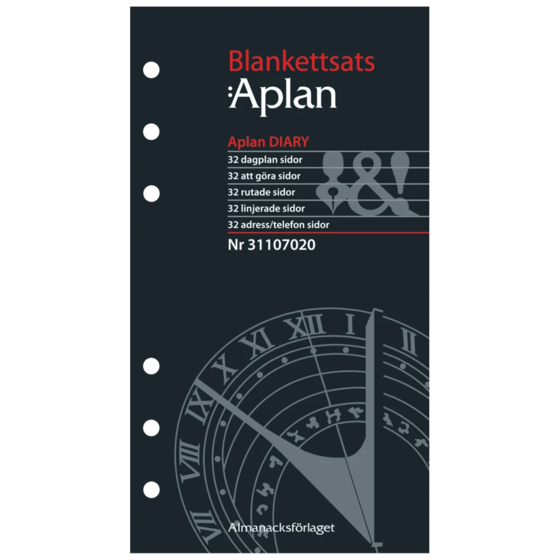 Blankettsats Systemkalender Aplan Diary | 9,2×16,8 cm