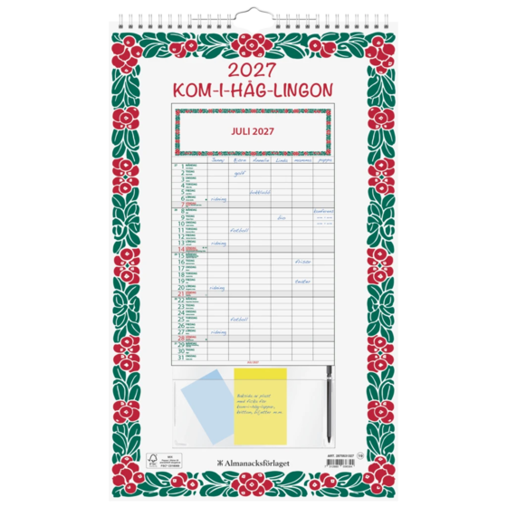 Kom-i-håg Lingon Helår 2027 | 25×42 cm