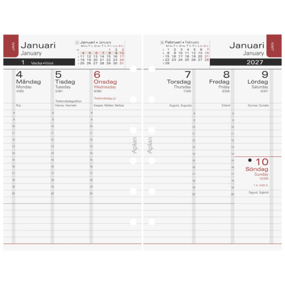 Refill Systemkalender Aplan Pocket executive 2026/2027 | 82×128 mm