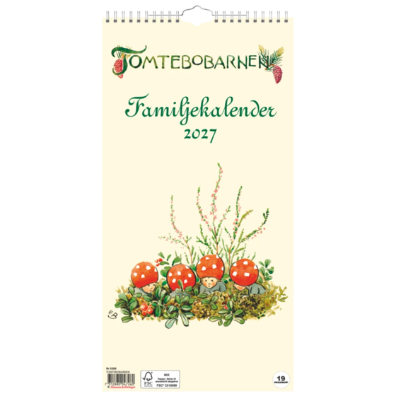 Familjekalender Tomtebobarnen 2027 | 22×43 cm