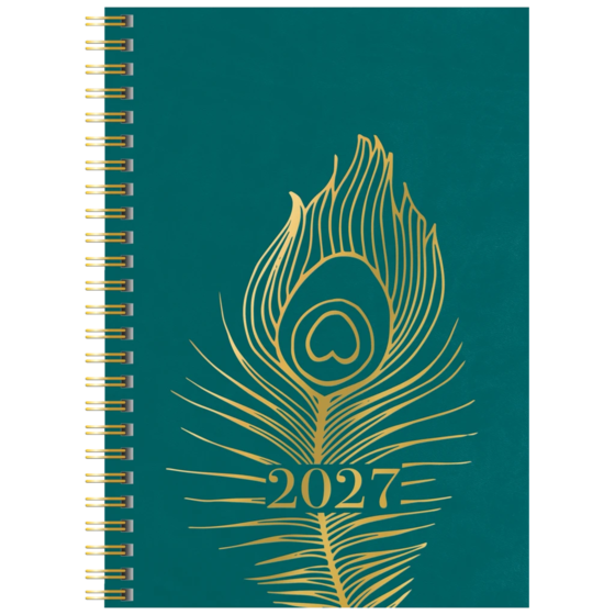 Fickkalender Dagbok “Peacock” Wire-O | A5, läderimitation