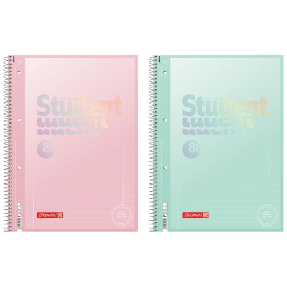 Anteckningsbok Premium Student “Pastell” | A4, linjal 27, 80 blad / 160 sidor, sorterat