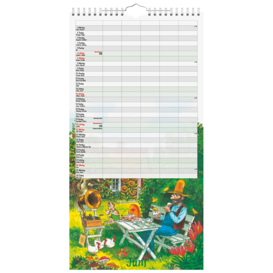 Familjekalender Pettson och Findus 2027 | 22×43 cm