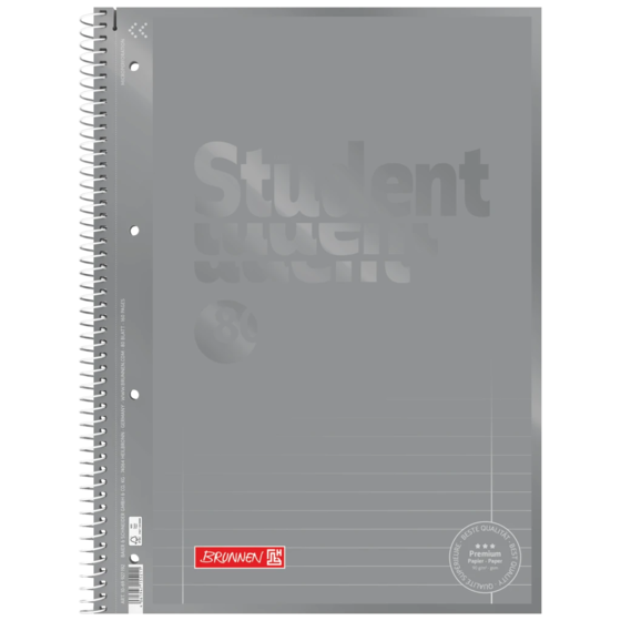 Anteckningsbok Premium Student Colour Code | A4, linjal 27, 80 blad / 160 sidor, silver