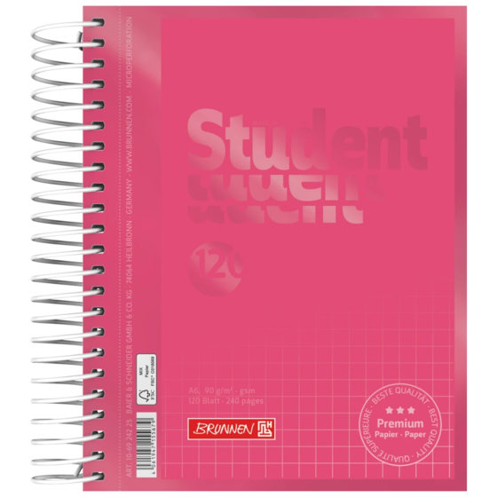 Anteckningsbok för college Premium Student Colour Code | A6, rutat, 120 blad / 240 sidor, tulip