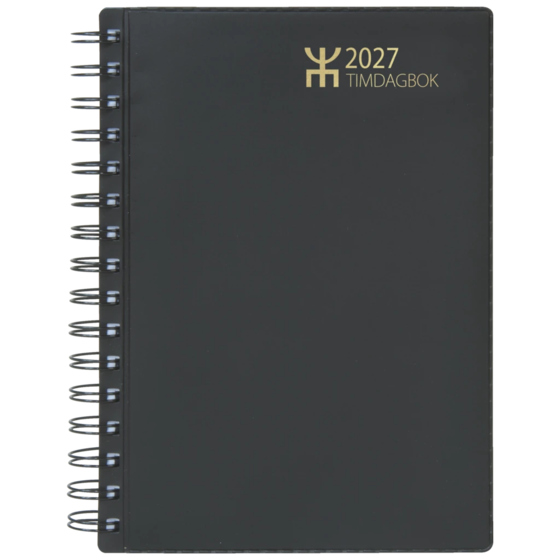 Fickkalender Timdagbok 2027 | A5, plast, svart
