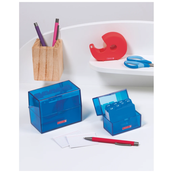 Box för indexkort Colour Code fylld | 120×95×65 mm, A7, azur