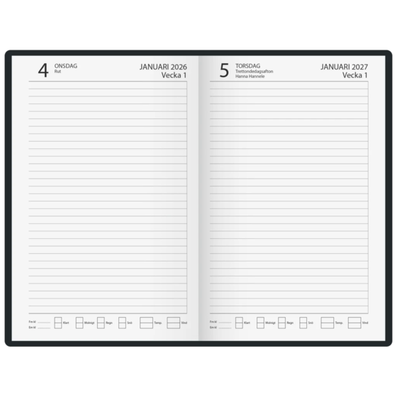 Fickkalender Årsdagbok | A5, läderimitation, brun