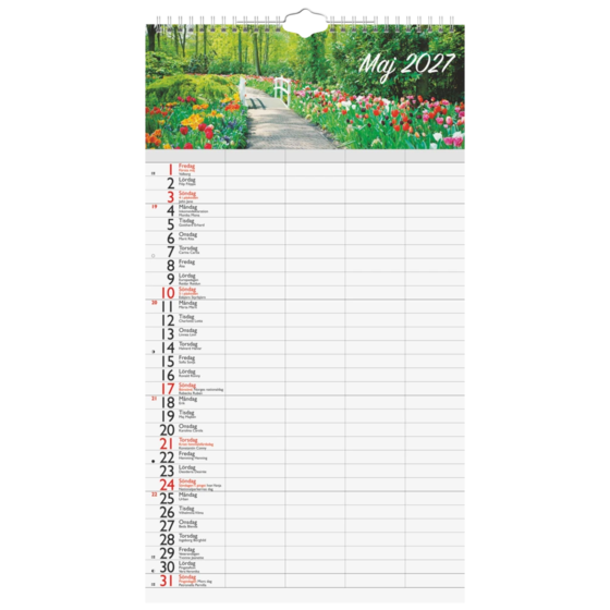 Familjekalender Helår 2027 “FI_Language” 4 kolumner | 21×38 cm