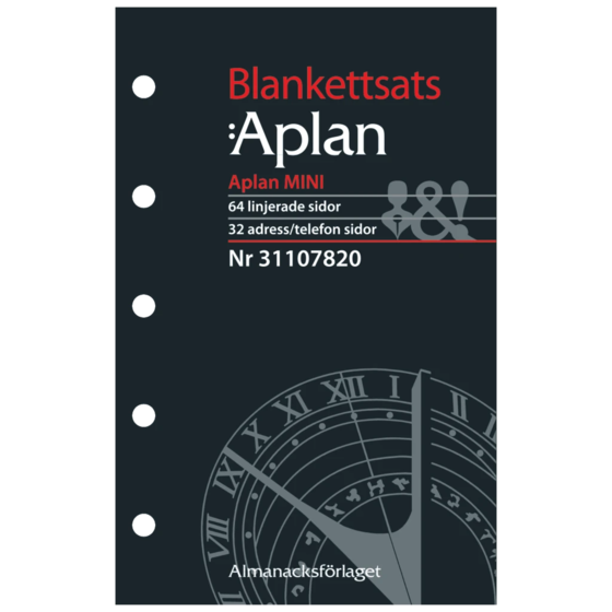 Blankettsats Systemkalender Aplan Mini | 6,7×10,5 cm