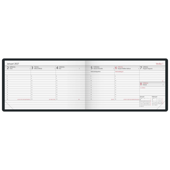 Fickkalender Lilla Plan 2027 | 15×9 cm, plast, svart