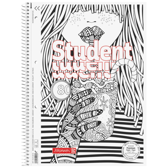Anteckningsbok Premium Student “Cocktail” ZENart | A4, linjal 28, 80 blad / 160 sidor, vit