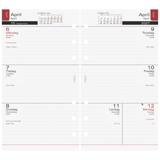 Refill Systemkalender Aplan Diary classic 2026/2027 | 92×168 mm