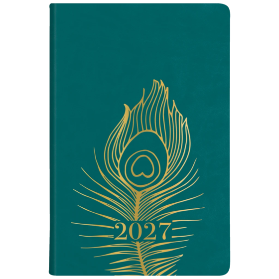 Fickkalender Classico 2027 “Peacock” | 8,2×12,8 cm, läderimitation