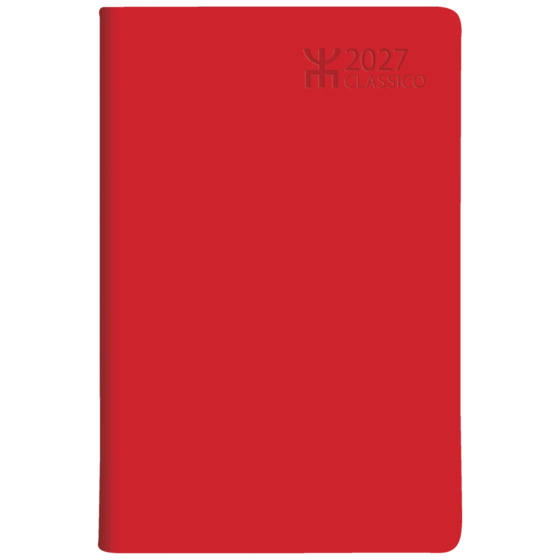 Fickkalender Classico 2027 | 8,2×12,8 cm, plast, röd