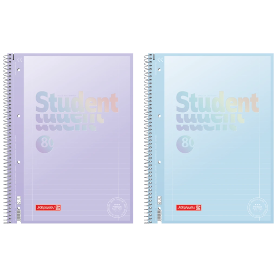 Anteckningsbok Premium Student “Pastell 2” | A4, linjal 27, 80 blad / 160 sidor, sorterat