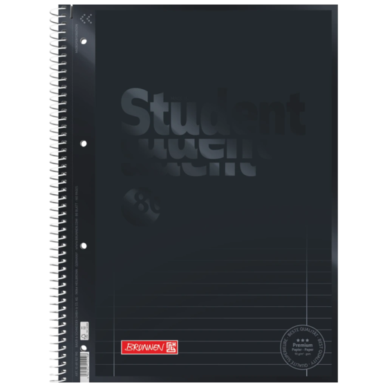 Anteckningsbok Premium Student Colour Code | A4, linjal 27, 80 blad / 160 sidor, onyx
