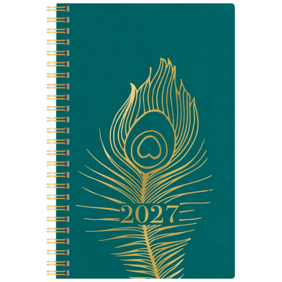 Fickkalender Executive 2027 “Peacock” | 8,2×12,8 cm, läderimitation