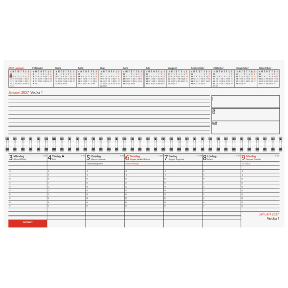 Bordskalender Veckoblock | 31×9 cm, orange