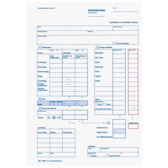 Reseräkning A4 | A4