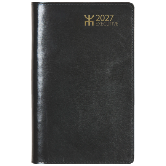 Fickkalender Executive 2027 | 8,2×12,8 cm, läder, svart