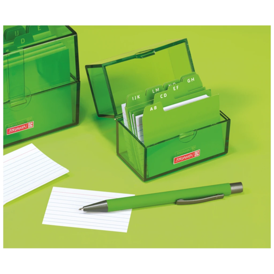 Box för indexkort Colour Code fylld | 85×75×48 mm, A8, kiwi