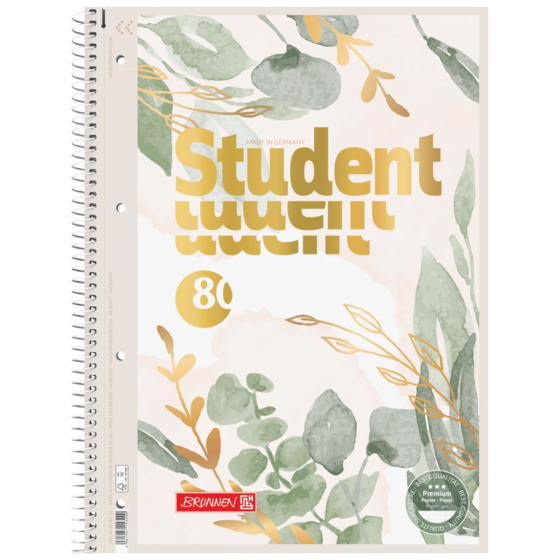 Anteckningsbok Premium Student “Bloom” | A4, linjal 27, 80 blad / 160 sidor
