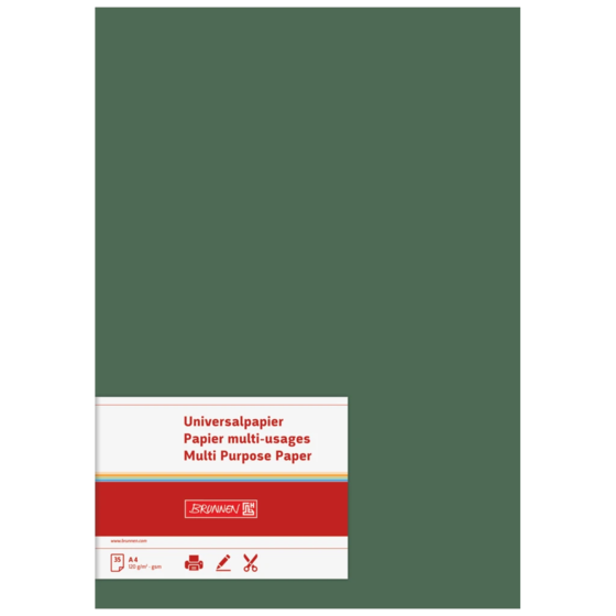 Multifunktionellt papper Universellt papper | A4, 120 g/m², mossgrön, 35 blad