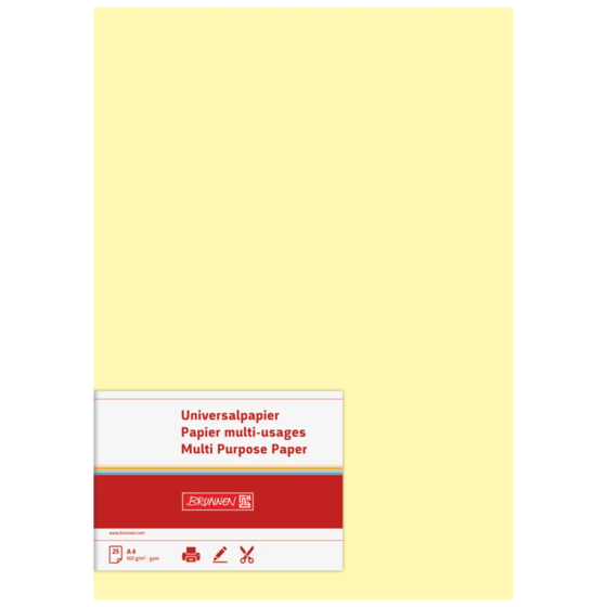Multifunktionellt papper Universellt papper | A4, 160 g/m², ljusgul, 25 blad